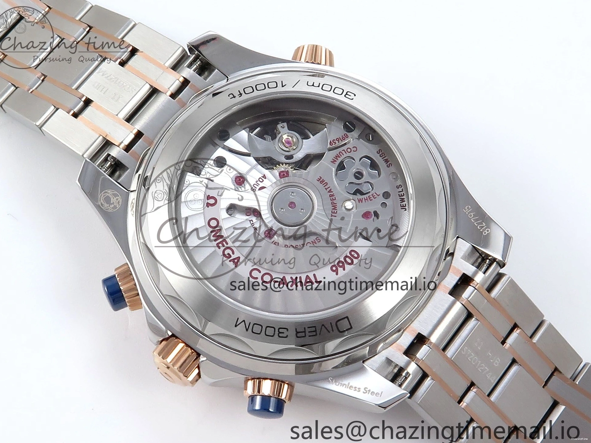 0111 Seamaster 300m Chrono SS YG OMF 1:1 Best Edition Blue Dial on SS YG Bracelet A Popular 7685